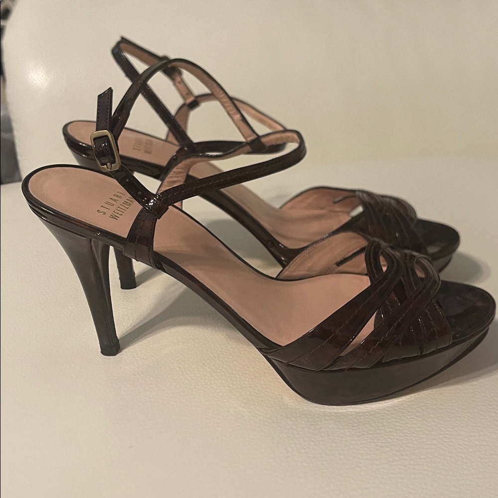 Stuart Weitzman Dark Brown Strappy Sandals